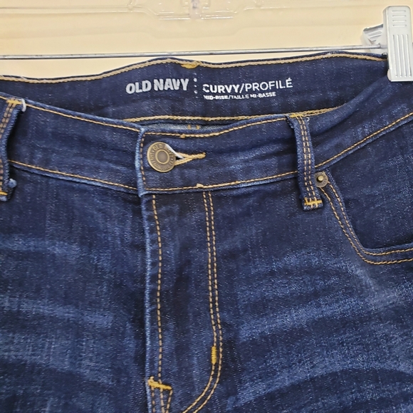 Old Navy Curvy Mid Rise Jeans Size 12 Long Tall Dark Wash Excellent Condition - Picture 4 of 7